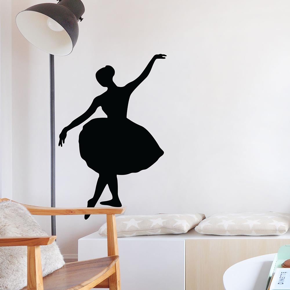 36 inch Ballerina Silhouette Decal Installed on Wall