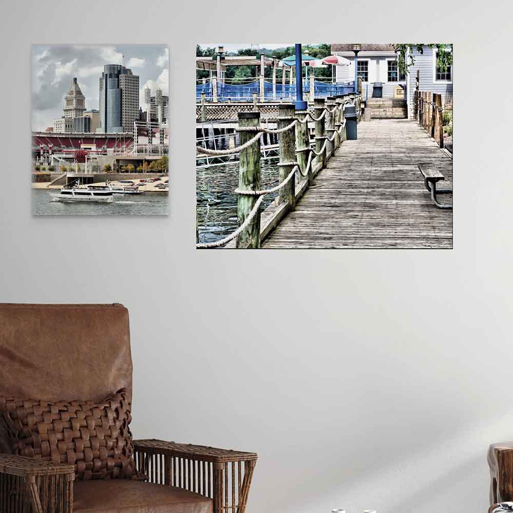 29x36 inch Boat House Poster Displayed Above Chair