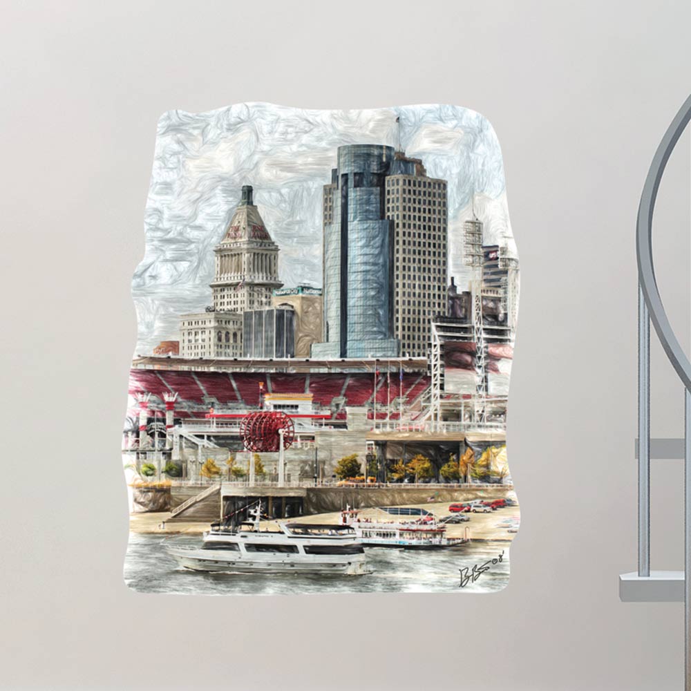 29x36 inch Busy Cincy Decal Installed Near Staircase