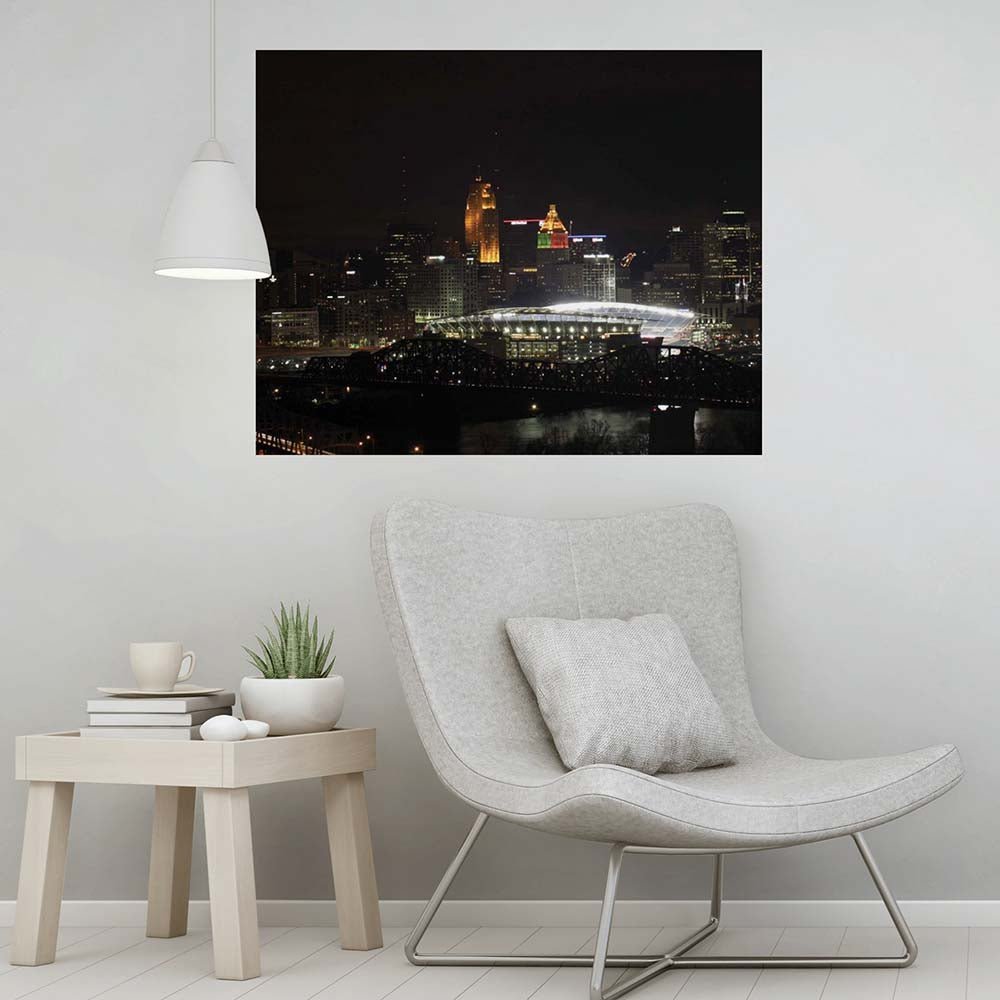 28.5x36 inch Paul Brown Stadium Decal Installed Above Chair