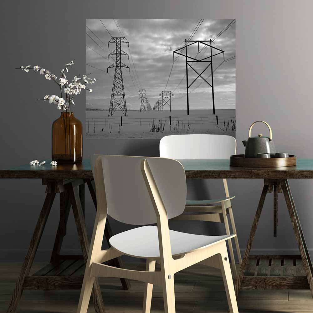 29x36 inch Power Lines Poster Displayed in Dining Area