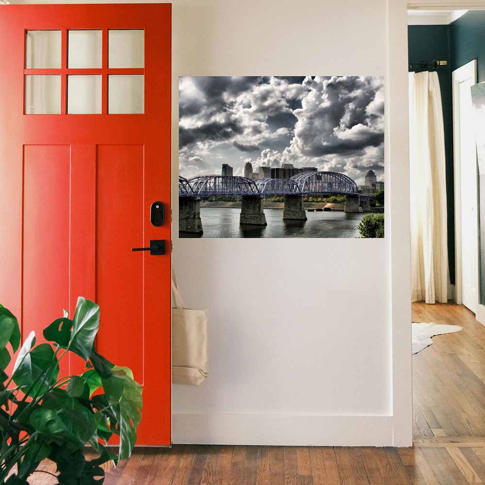 28x36 inch Purple Bridge Decal Installed in Foyer