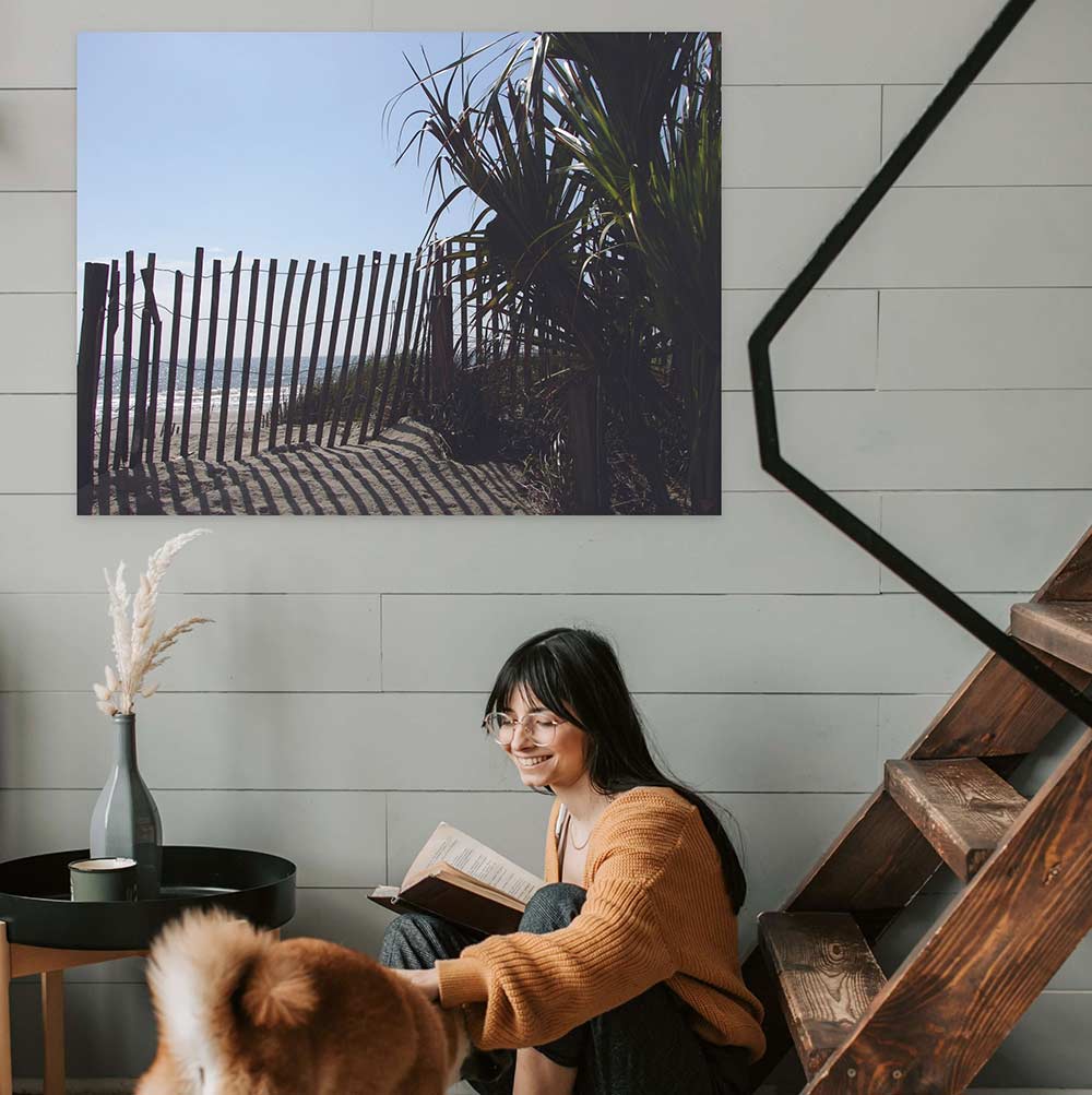 36 inch Beach Jungle Gloss Poster Displayed by Stairs