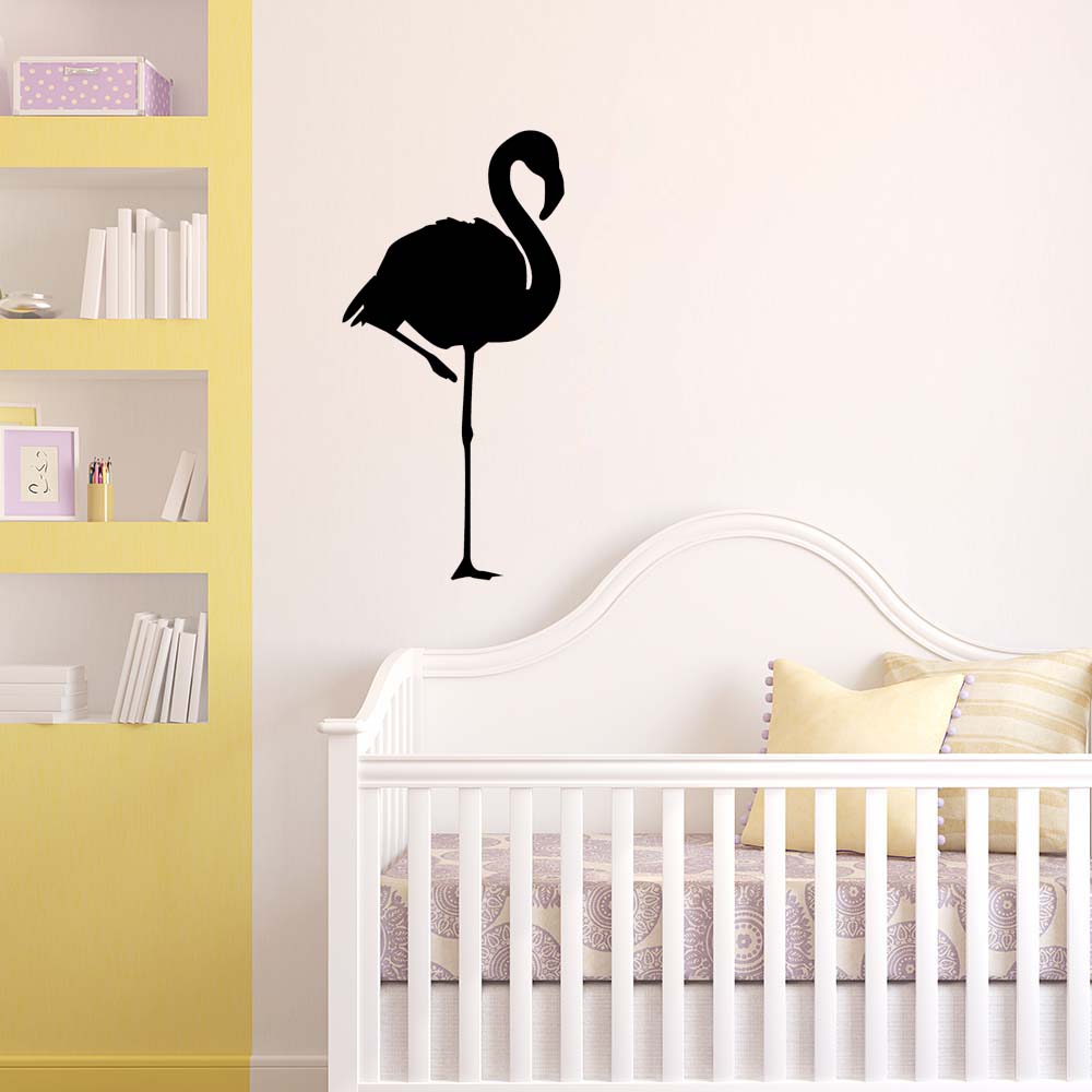 36 inch Black Flamingo Silhouette Wall Decal Installed in Above Crib
