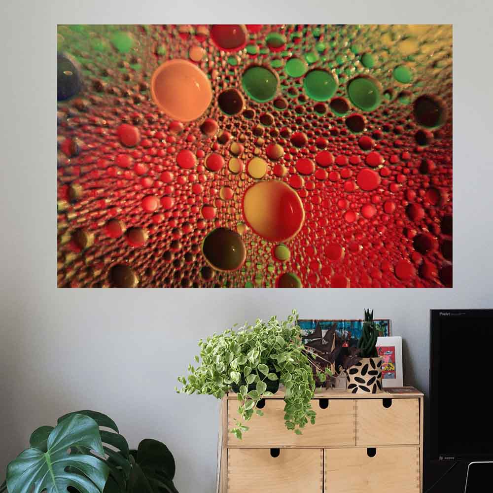 24x36 inch Red Oil Poster Displayed on Wall