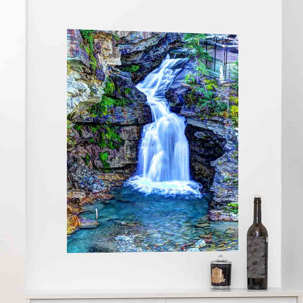 36 inch Painterly Waterfall Displayed Above Mantle
