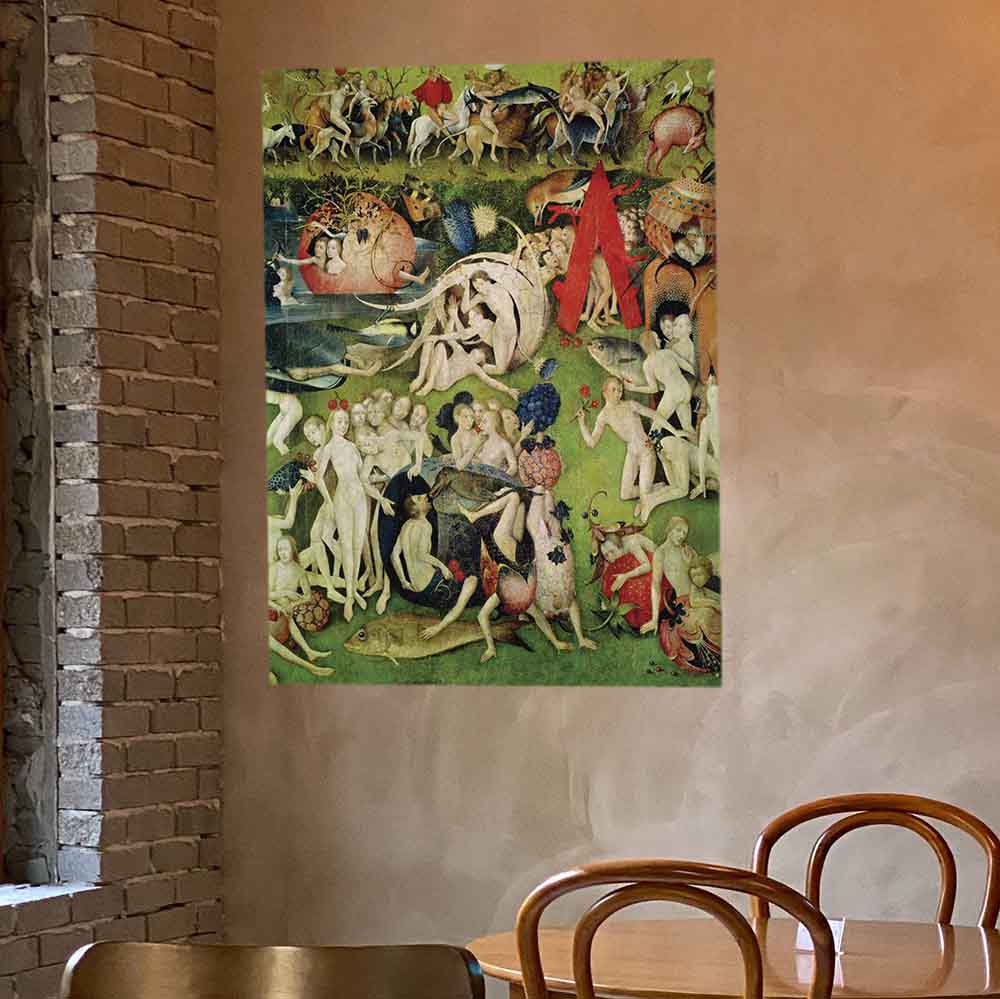 26.5x36 Garden of Earthly Delights Decal Installed in Cafe