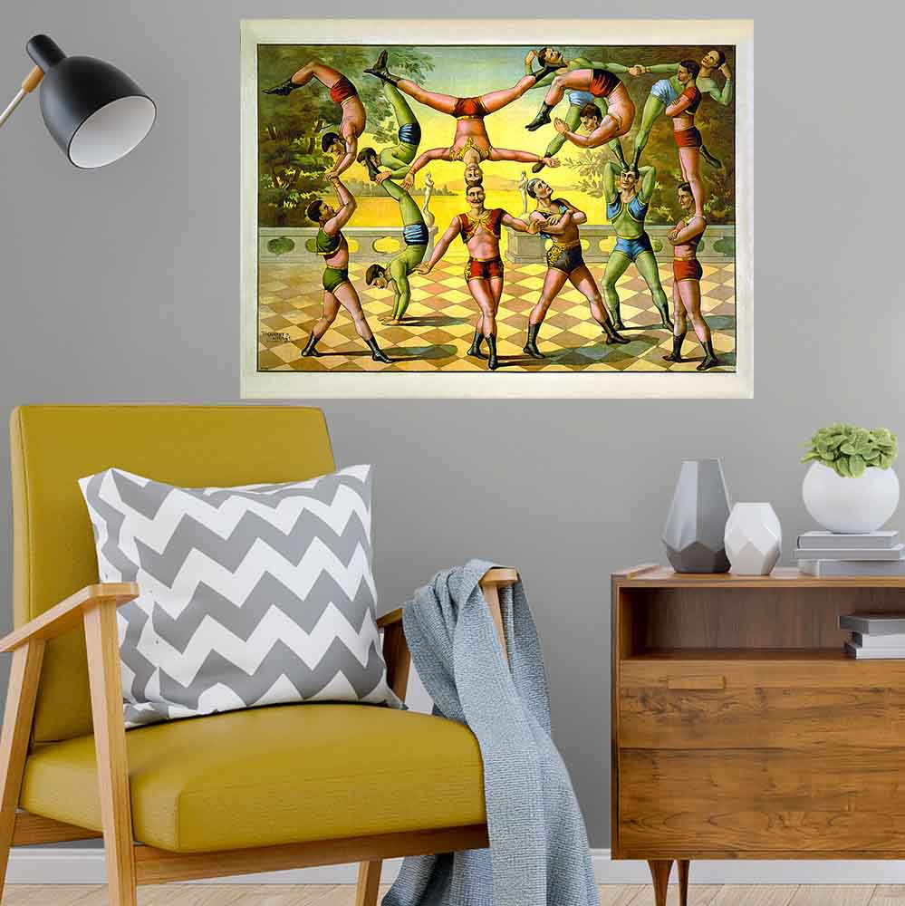 26.5x36 inch Acrobats Poster Displayed Above Chair