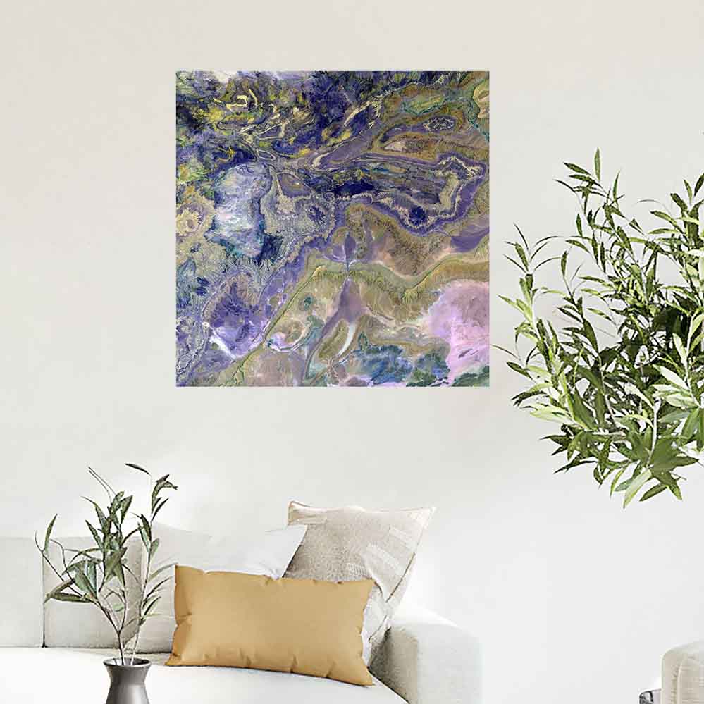 36x36 inch Atlas Satellite Decal Installed Above Sofa