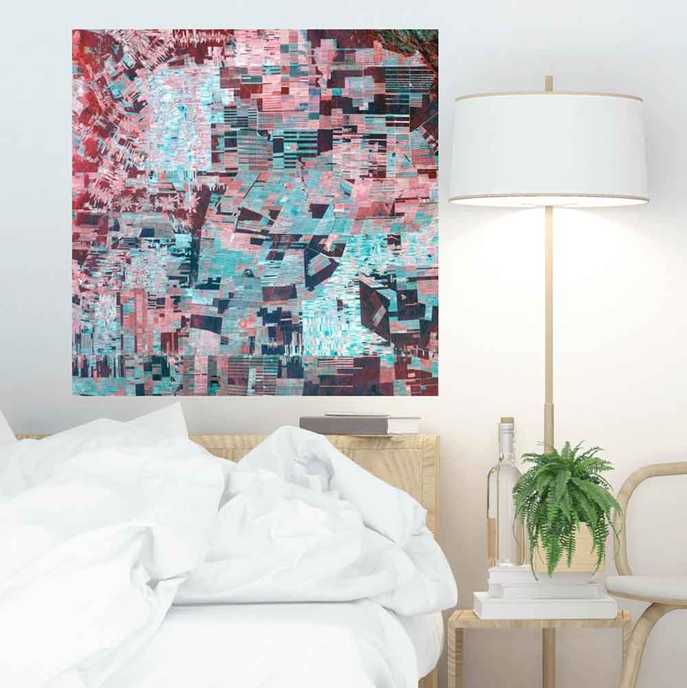 36x36 inch Bolivia Satellite Decal Installed Above Bed