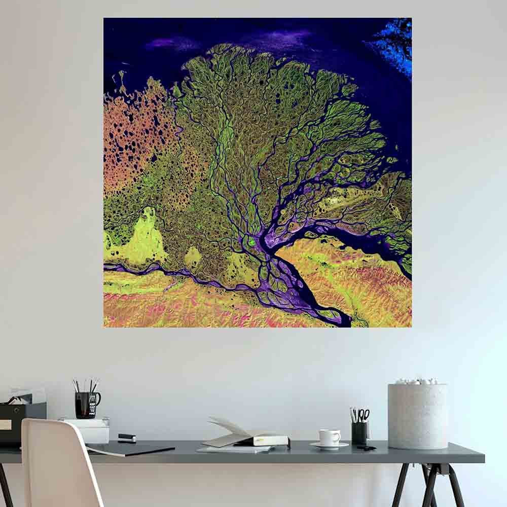 36x36 inch Lena Satellite Decal Installed Above Desk