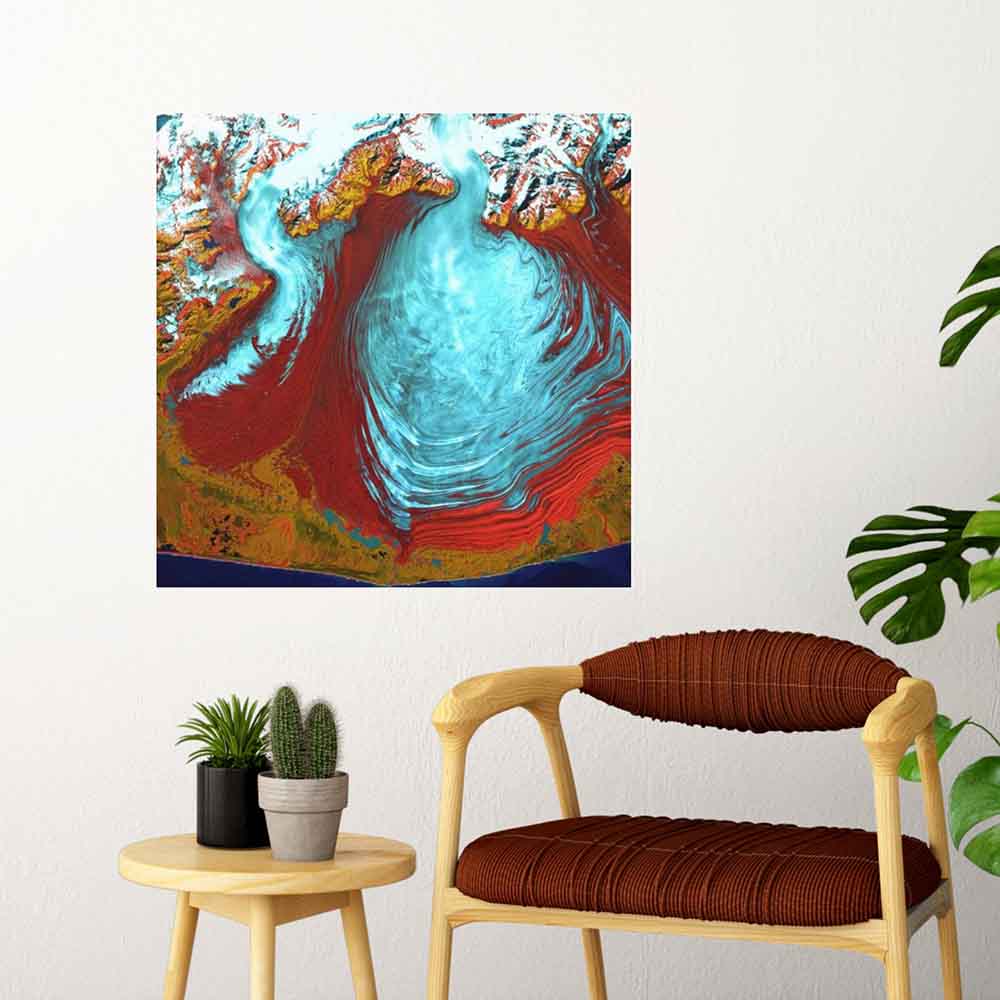 36x36 inch Malaspina Satellite Poster Displayed Above Chair