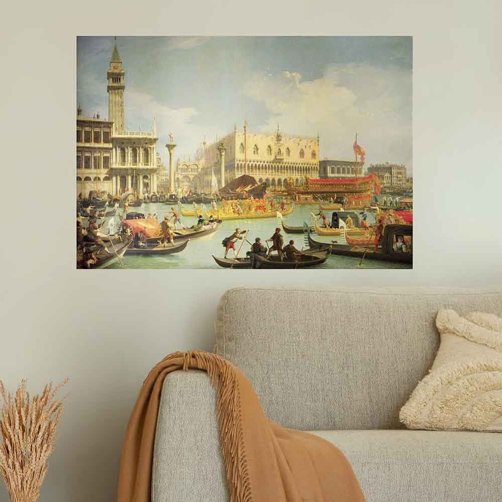 25x36 Betrothal of the Venetian Doge Decal Installed Above Sofa