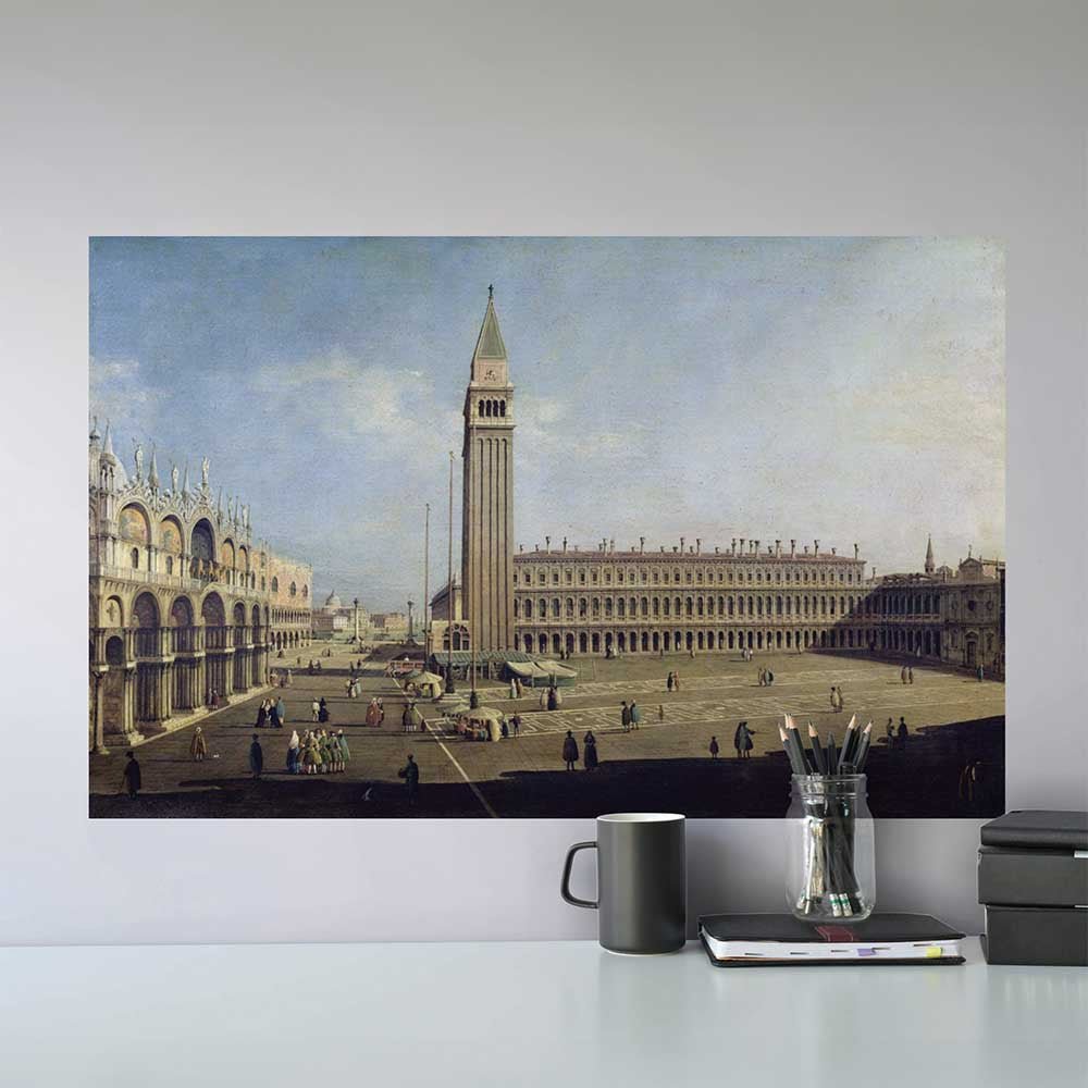 23x36 Piazza San Marco Poster Displayed Above Desk