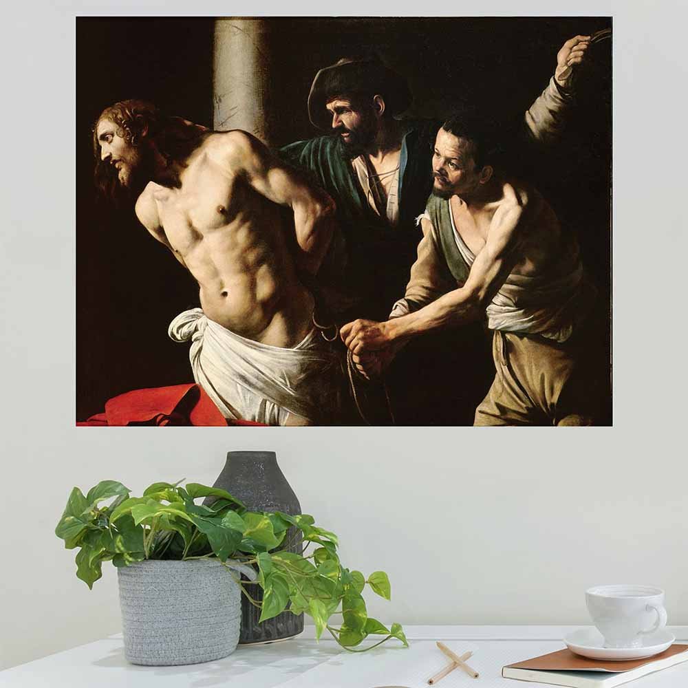27.5x36 The Flagellation of Christ Decal Installed Above Desk