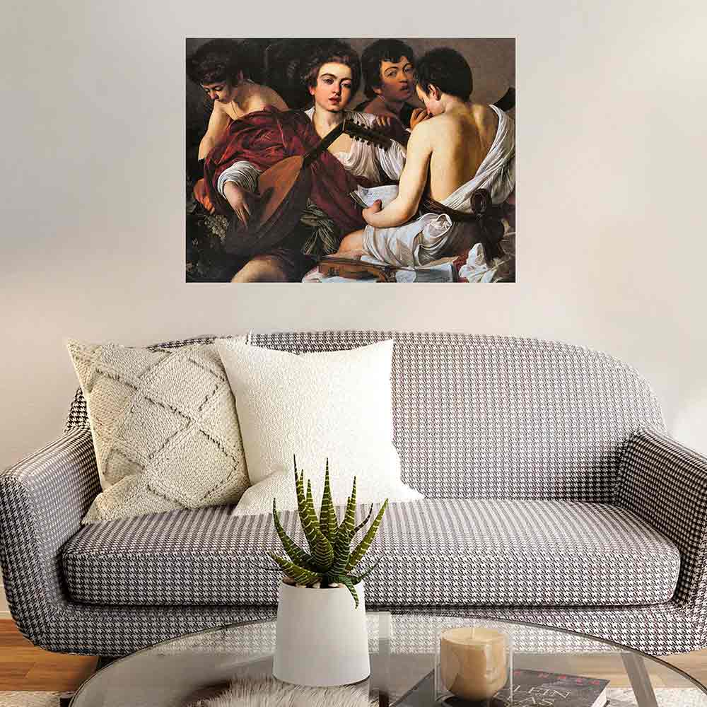 26.5x36 inch Musicians Poster Displayed Above Sofa