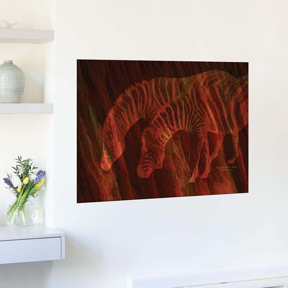 27x36 inch Moods Of Africa Zebras Poster Displayed on Wall