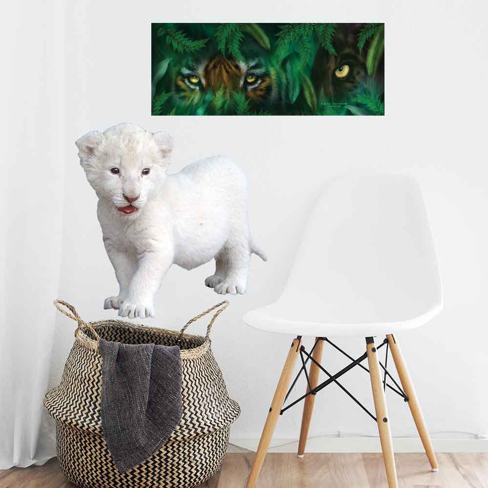 14x36 inch Tiger & Panther Poster Displayed Above Chair