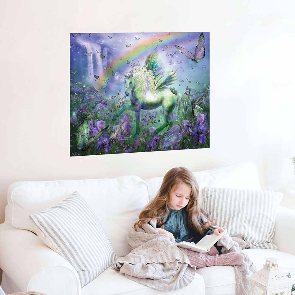 27x36 inch Unicorn Of The Buttys Decal Installed Above Sofa