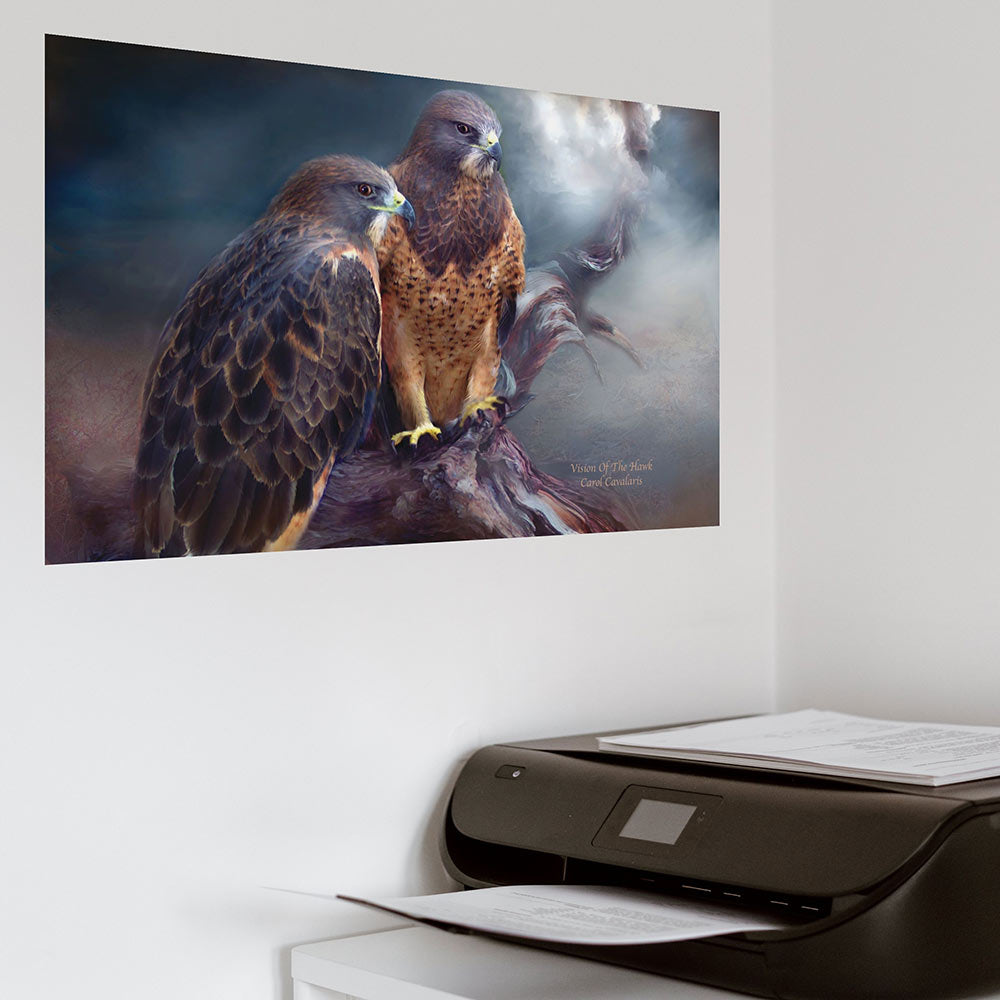 21.5x36 Vision of the Hawk Poster Displayed in Office