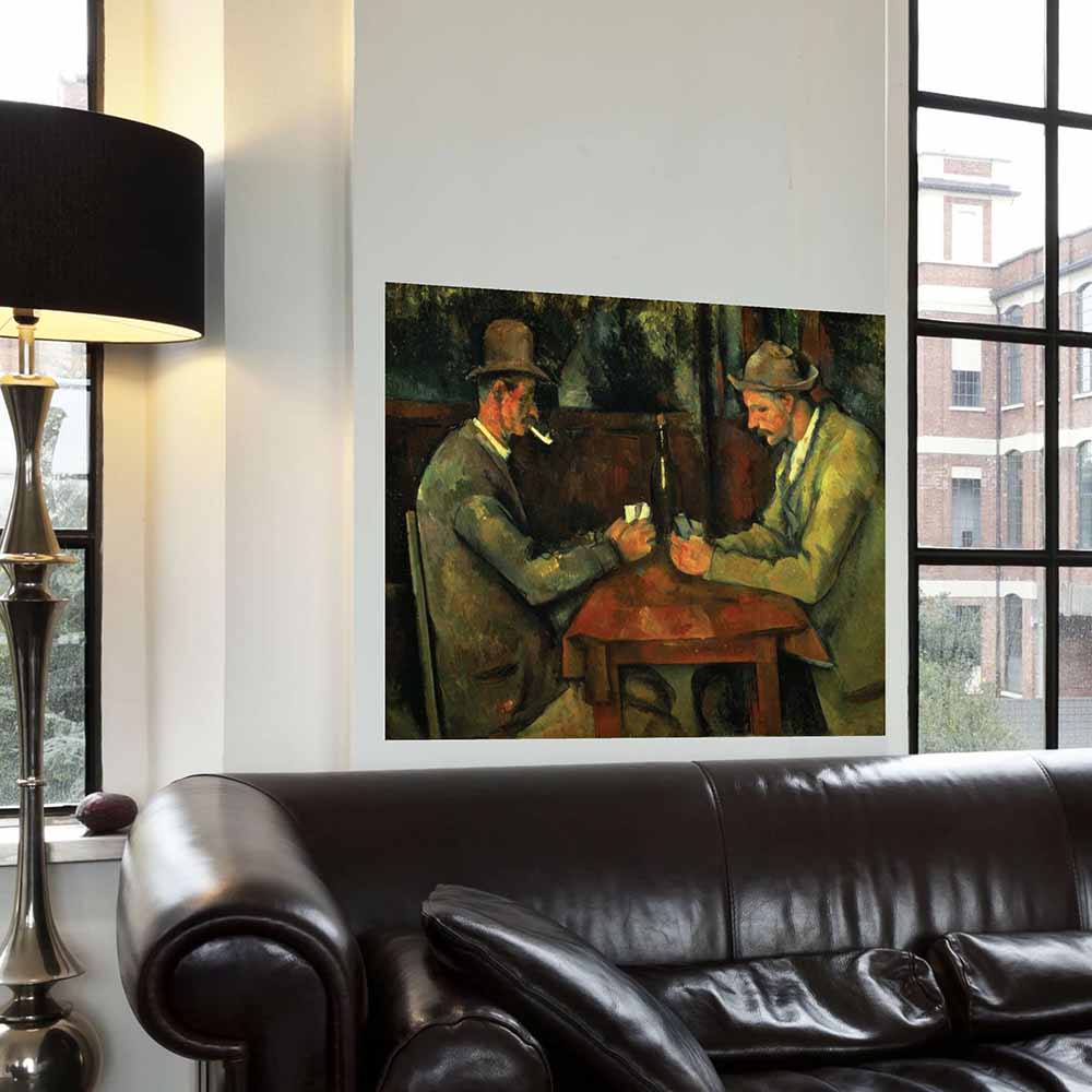 36 inch The Card Players Poster Displayed Above Sofa