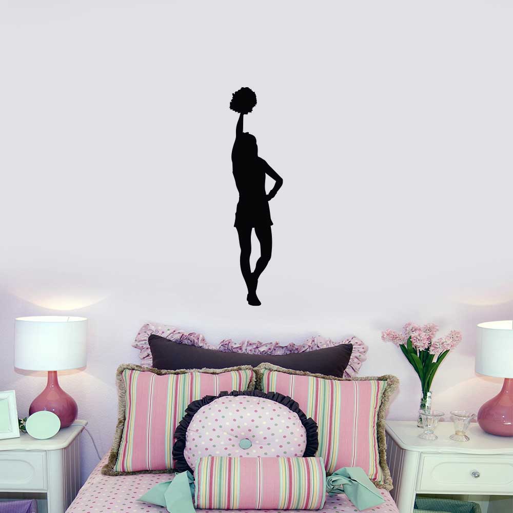 36 inch Cheerleader Silhouette Wall Decal Installed in Girls Room