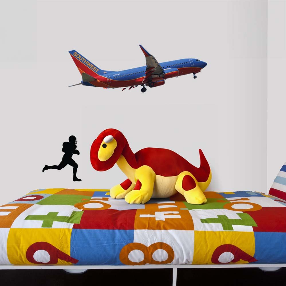 15x36 inch Southwest 737 Landing Decal Installed in Kids Room
