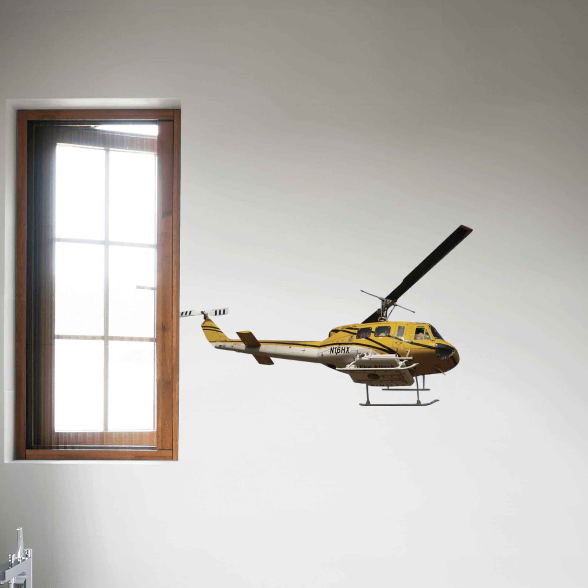 22x36 inch Fire Attack Copter Decal Installed by Window