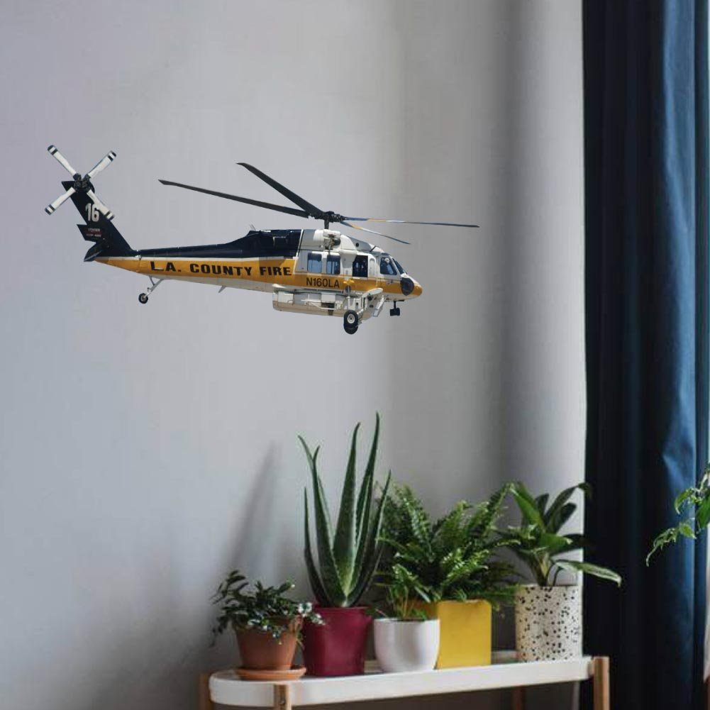 11.5x36 inch Fire & Rescue Copter 16 Decal Installed Above Plants