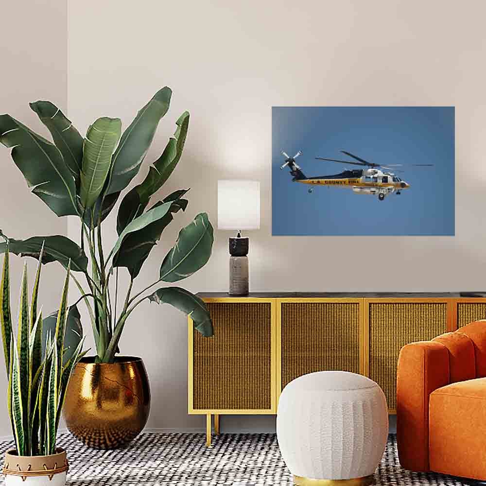 25.5x36 LAFD Rescue Copter 16 Decal Installed Above Console Table
