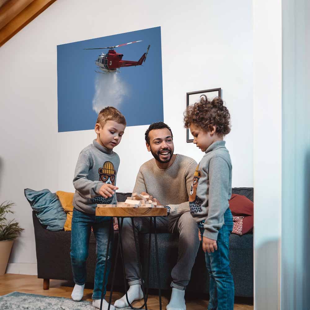 36 inch LAFD Fire 3 Water Drop Decal Installed in Family Room