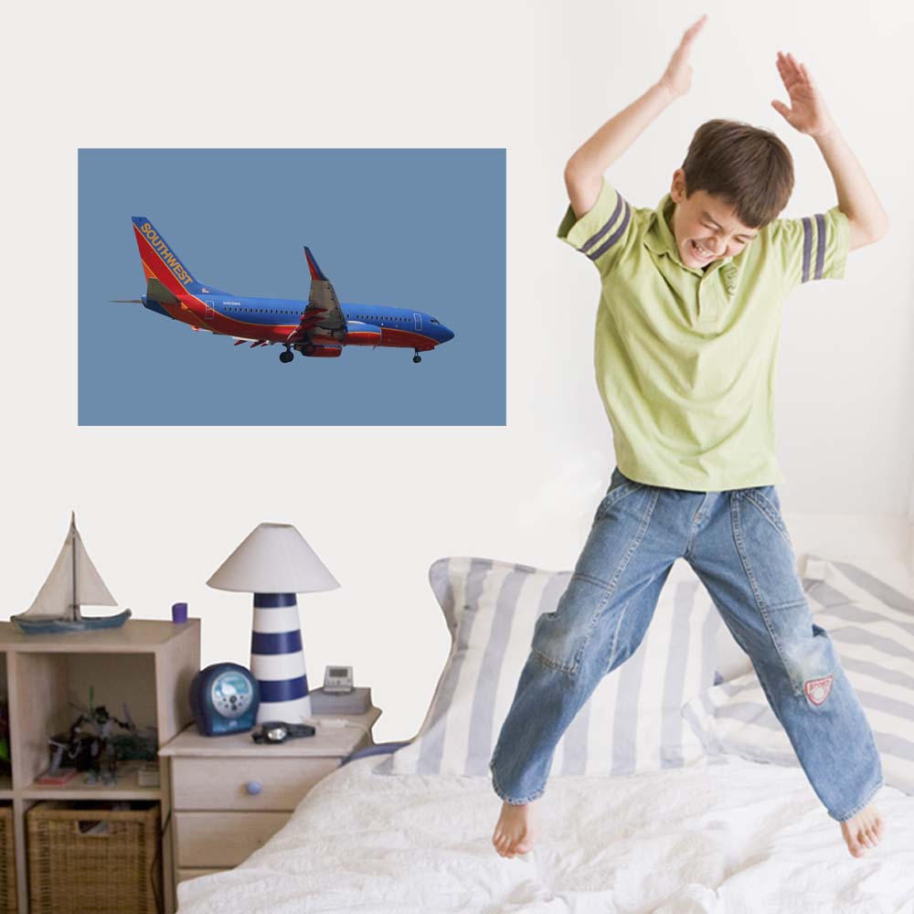 23x36 Southwest 737 Landing Decal Installed in Boys Room