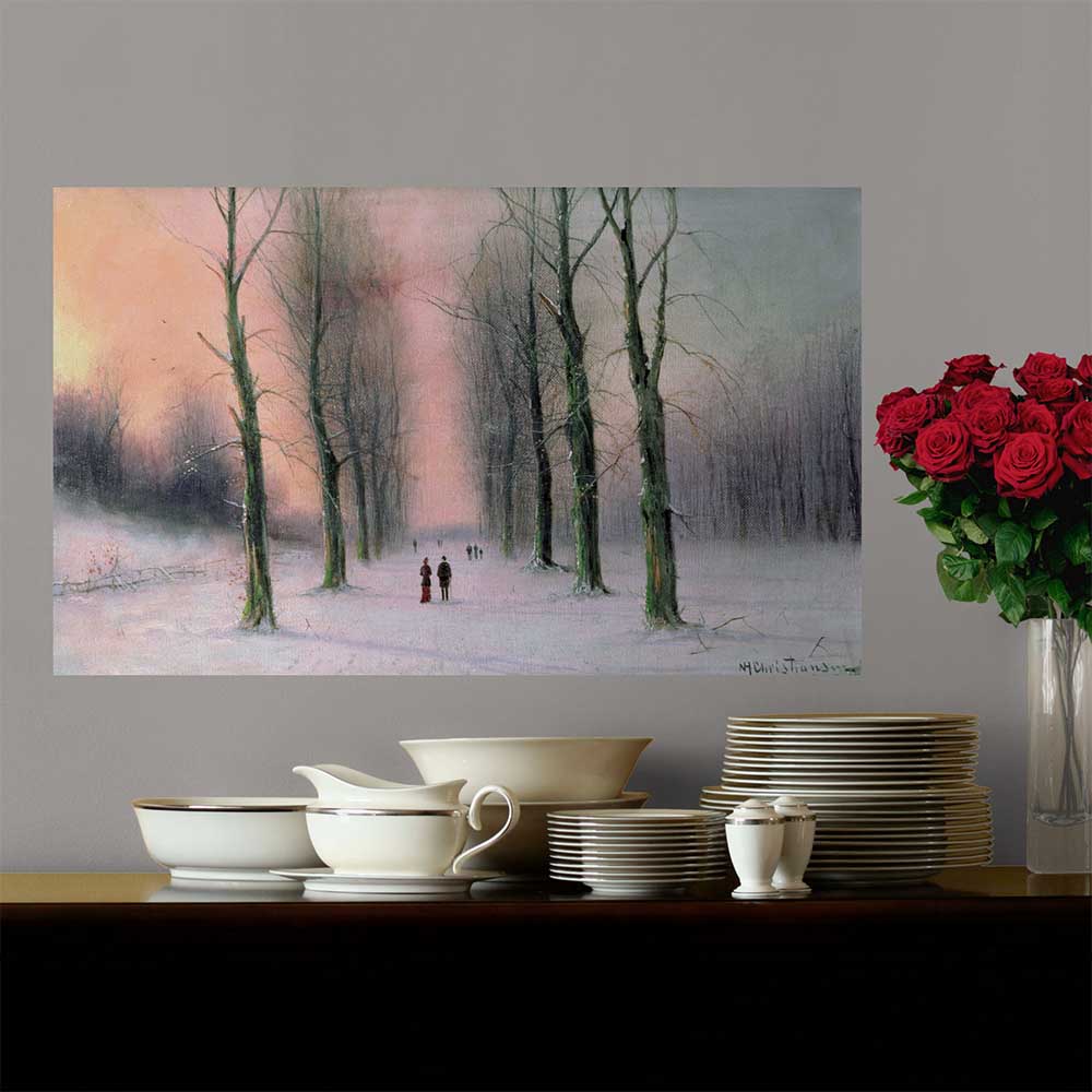 36 inch Snow Scene - Wanstead Park Poster Displayed Above Dish SHelf