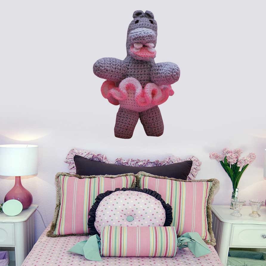 24x36 inch Ballerina Hippo Decal Installed in Girls Room