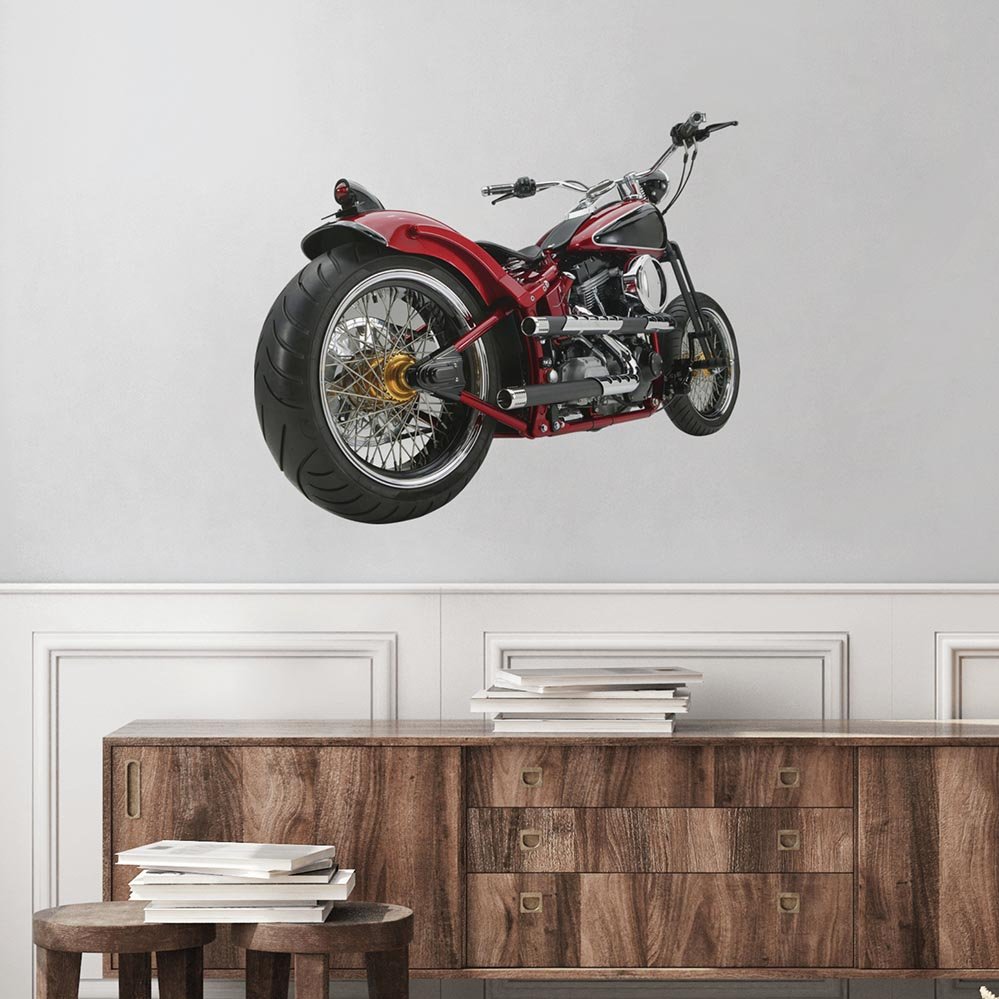 30.5x36 inch Cruiser Motorcycle Decal Installed Above Cabinet