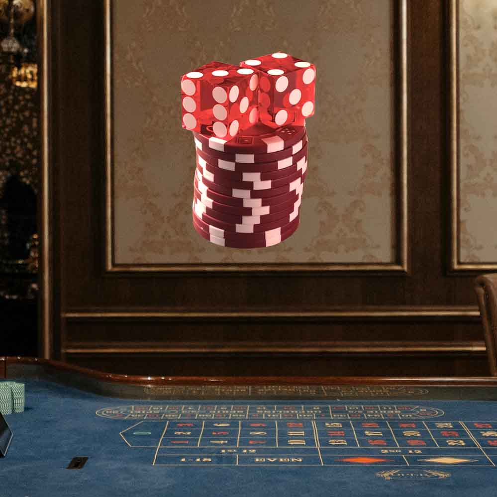 24.5x36 inch Dice & Chips Stack Decal Installed in Casino
