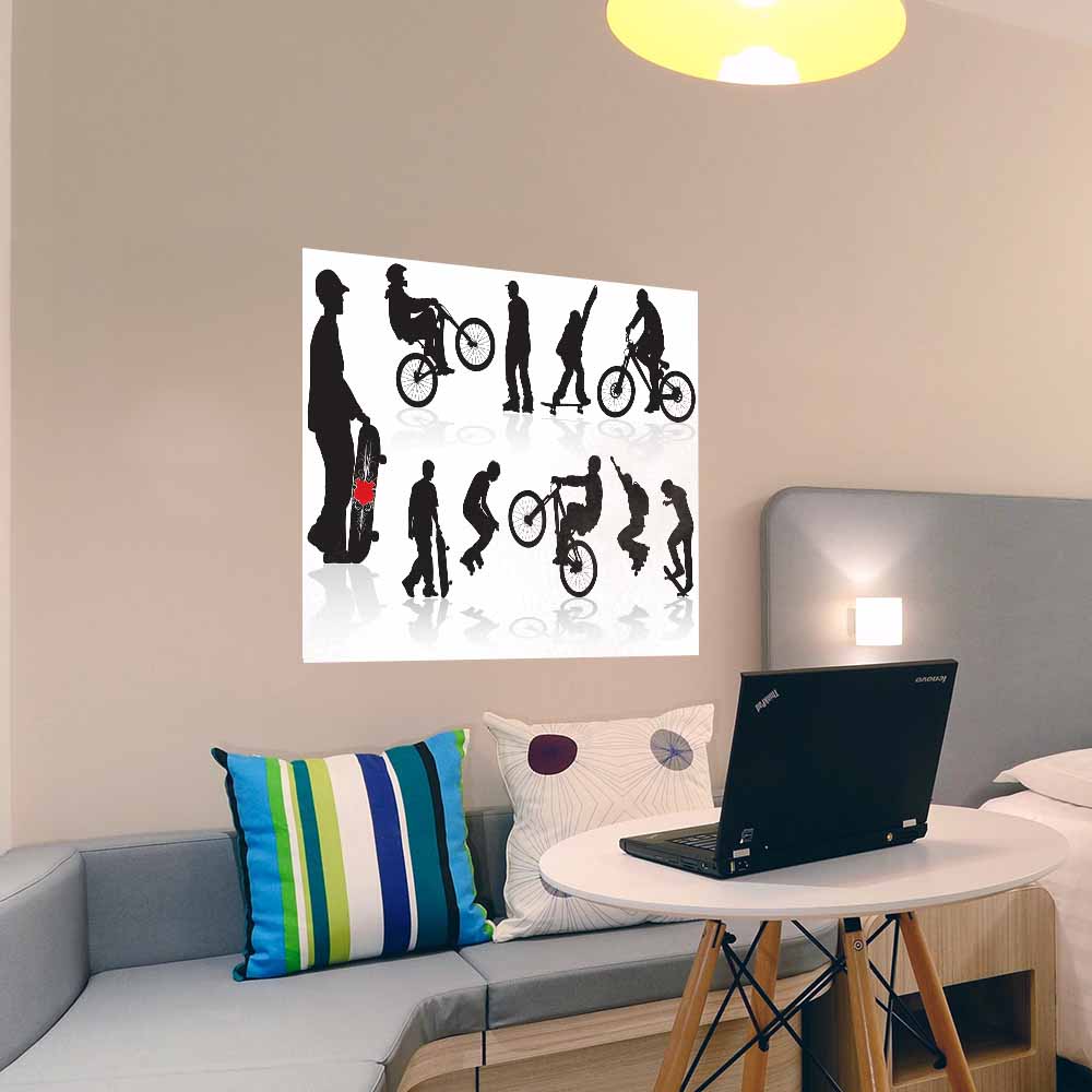 36 inch Extreme Silhouettes Wall Decal Installed in Bedroom