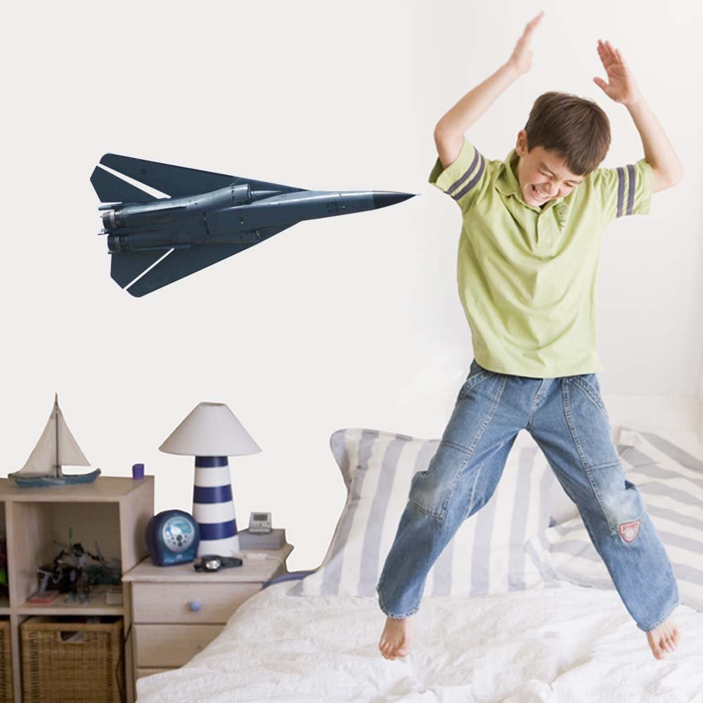 36 inch F-111 Aardvark Die-Cut Decal Installed in Boys Room