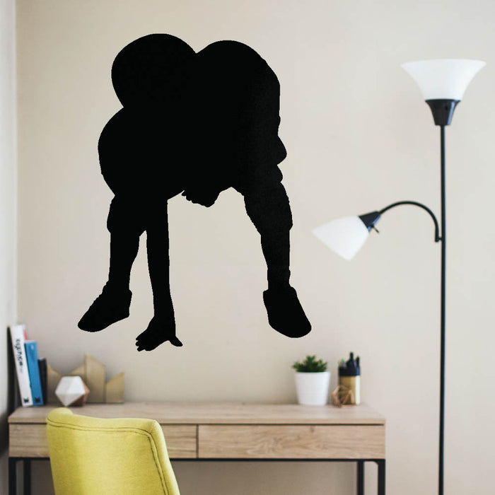 36 inch Football Player Stance Wall Decal Installed Above Work Desk
