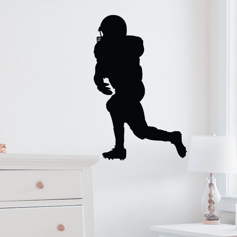36 inch Football Receiver Silhouette Wall Decal Installed in Bedroom