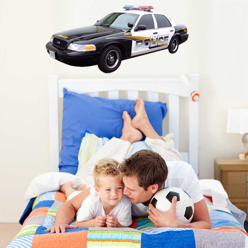 17x36 inch Ford Interceptor Police Car Decal Installed in Boys Room