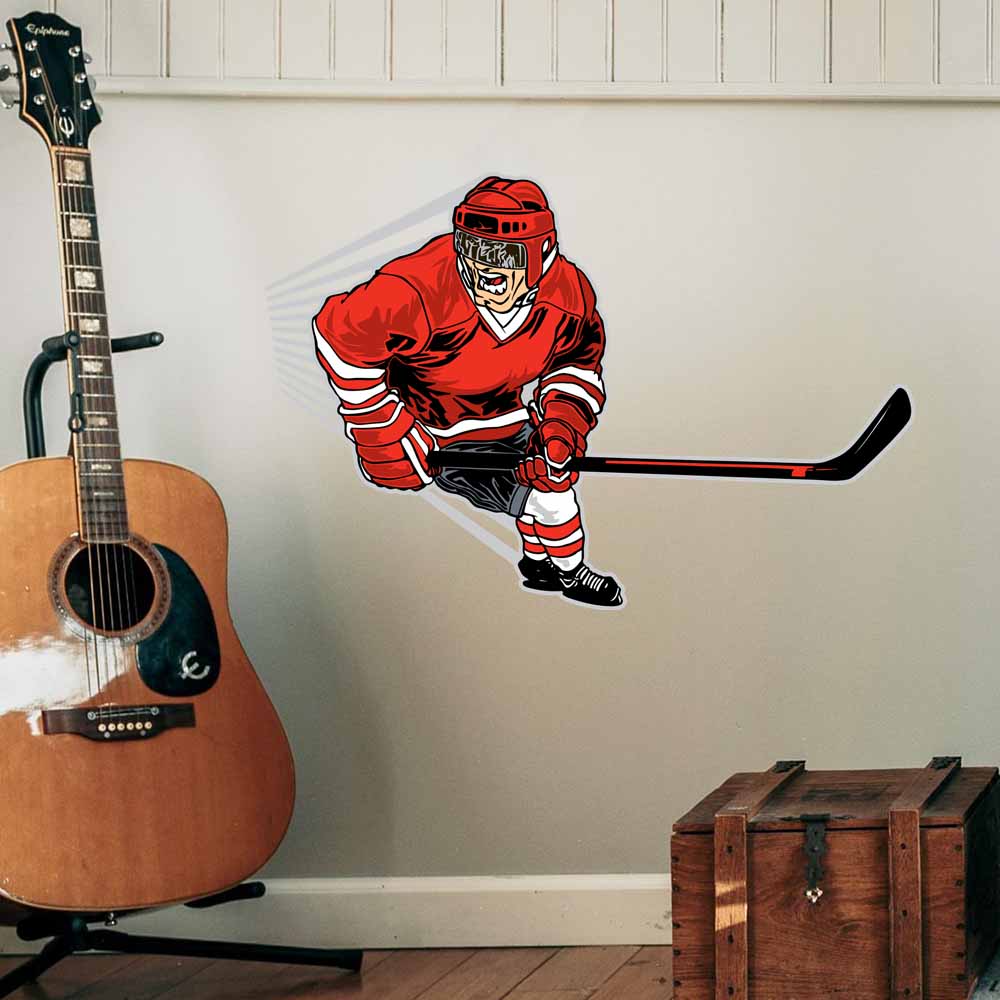 24x36 inch Hockey Player Decal Installed by Guitar