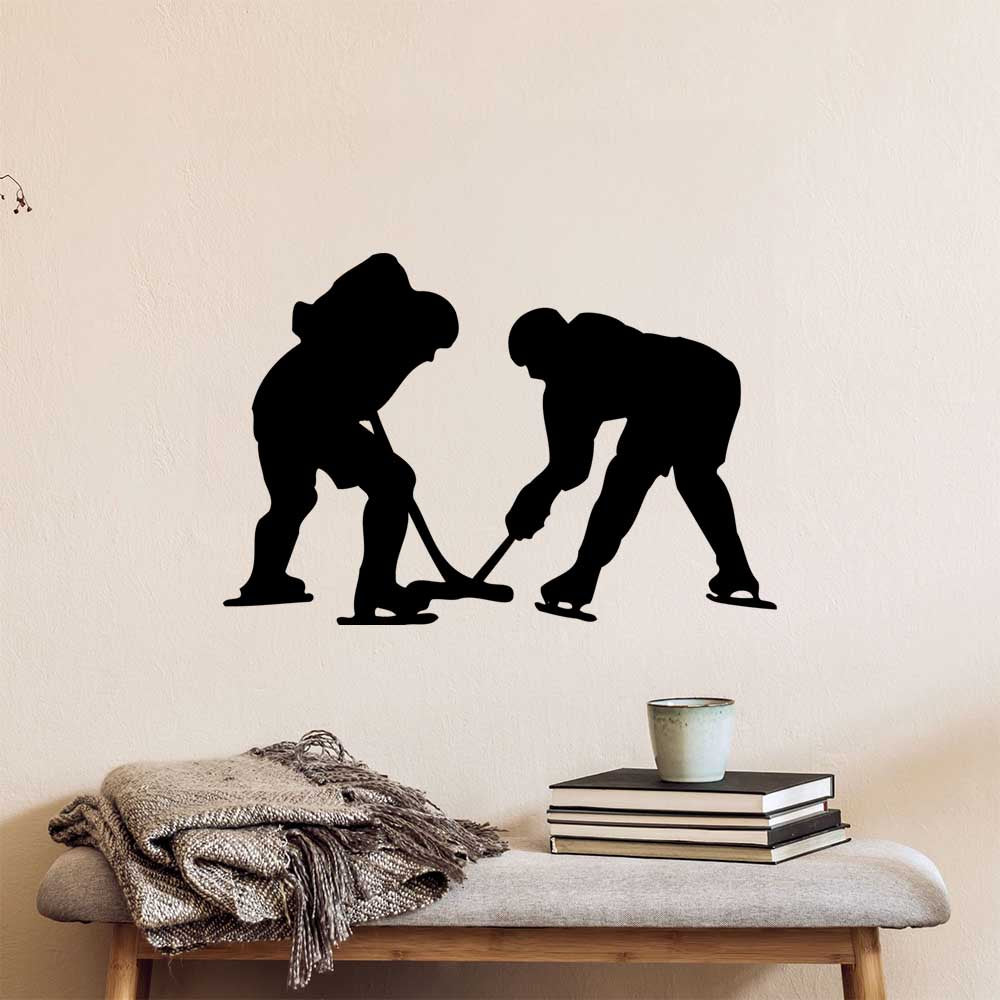 24x36 inch Hockey Player Silhouette Decal Installed Above Bench