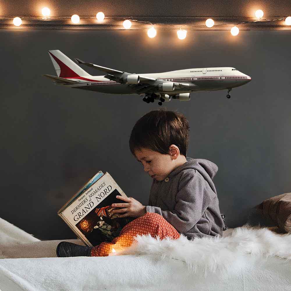 36 inch Jumbo Jet Wall Decal Installed in Boys Room