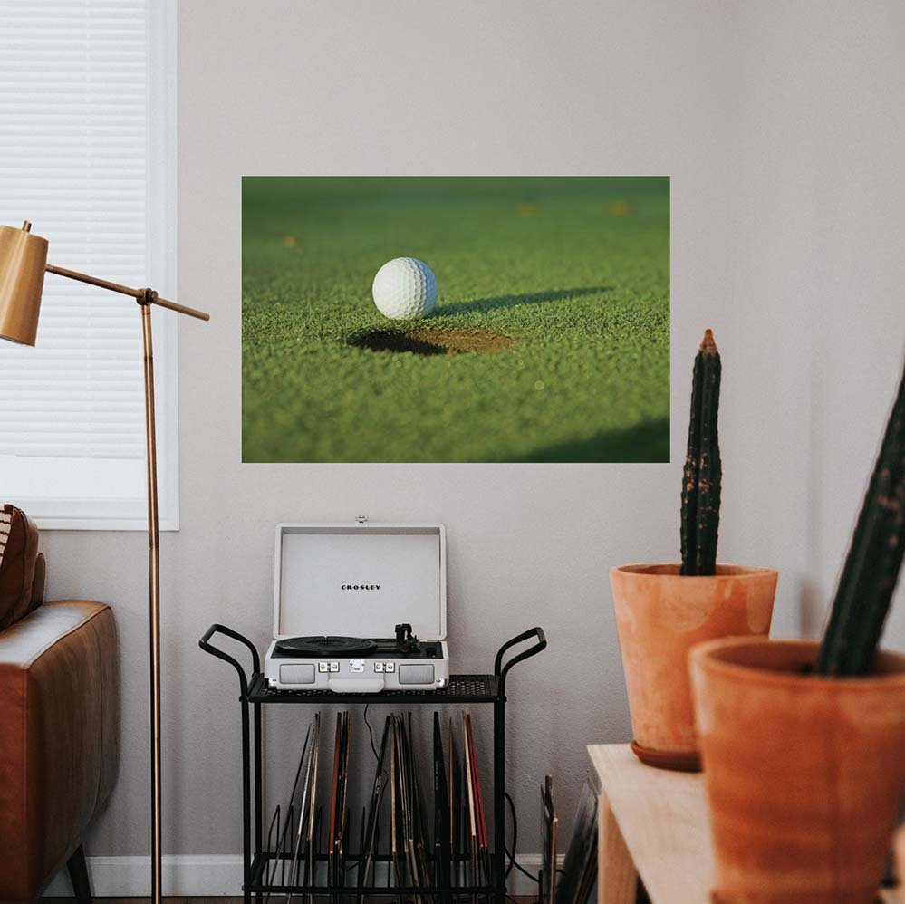 24x36 inch Lag Putt Gloss Poster Installed Above Record Stand