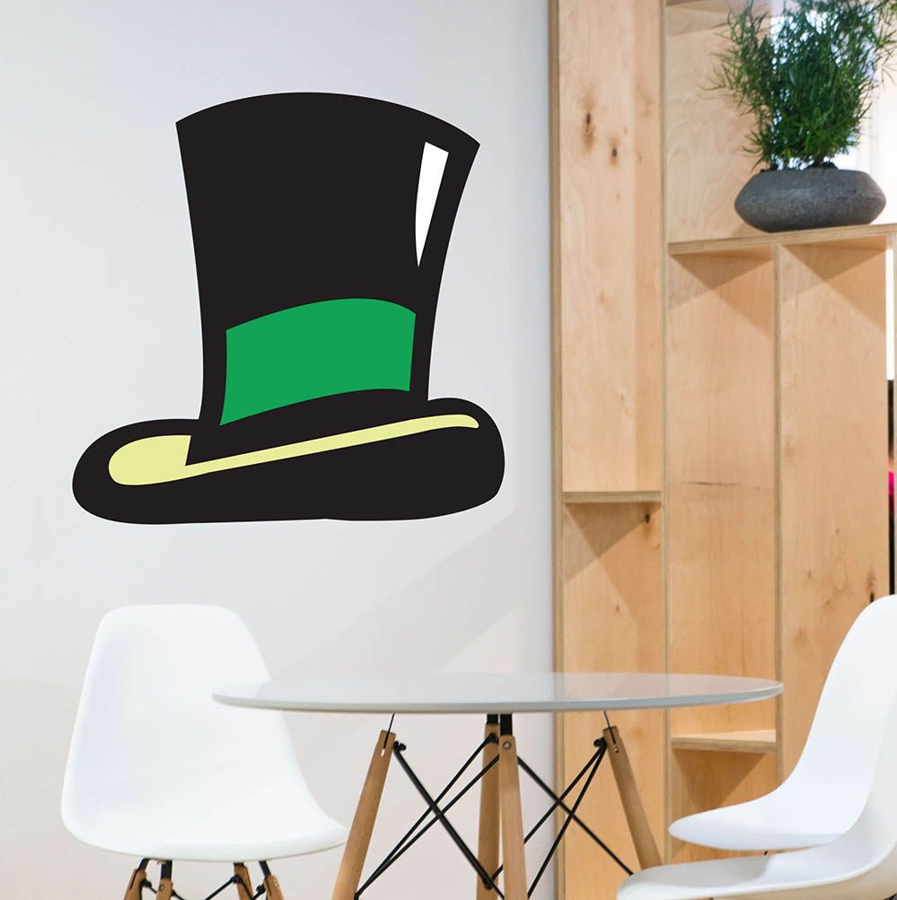 33x36 inch Leprechaun Hat Decal Installed Above Table & Chairs