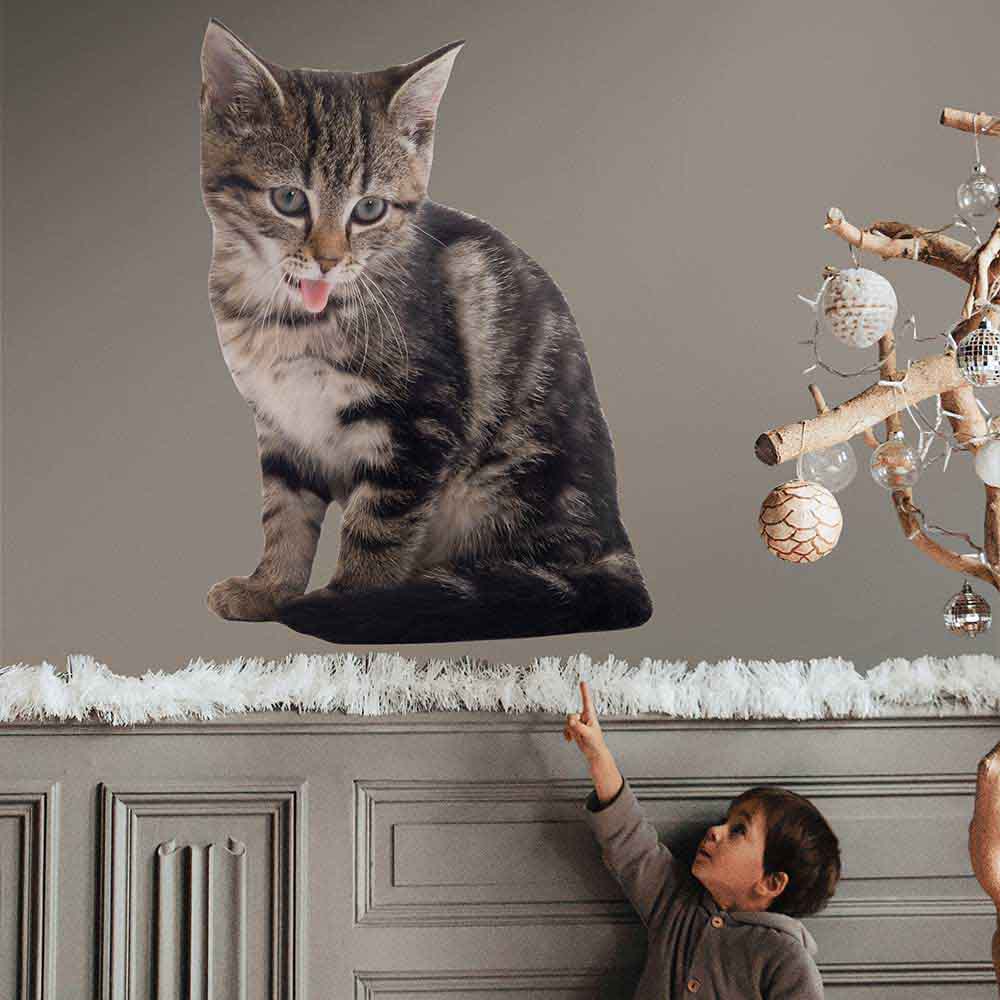 36 inch Manx Kitten Die-Cut Decal Installed on Wall