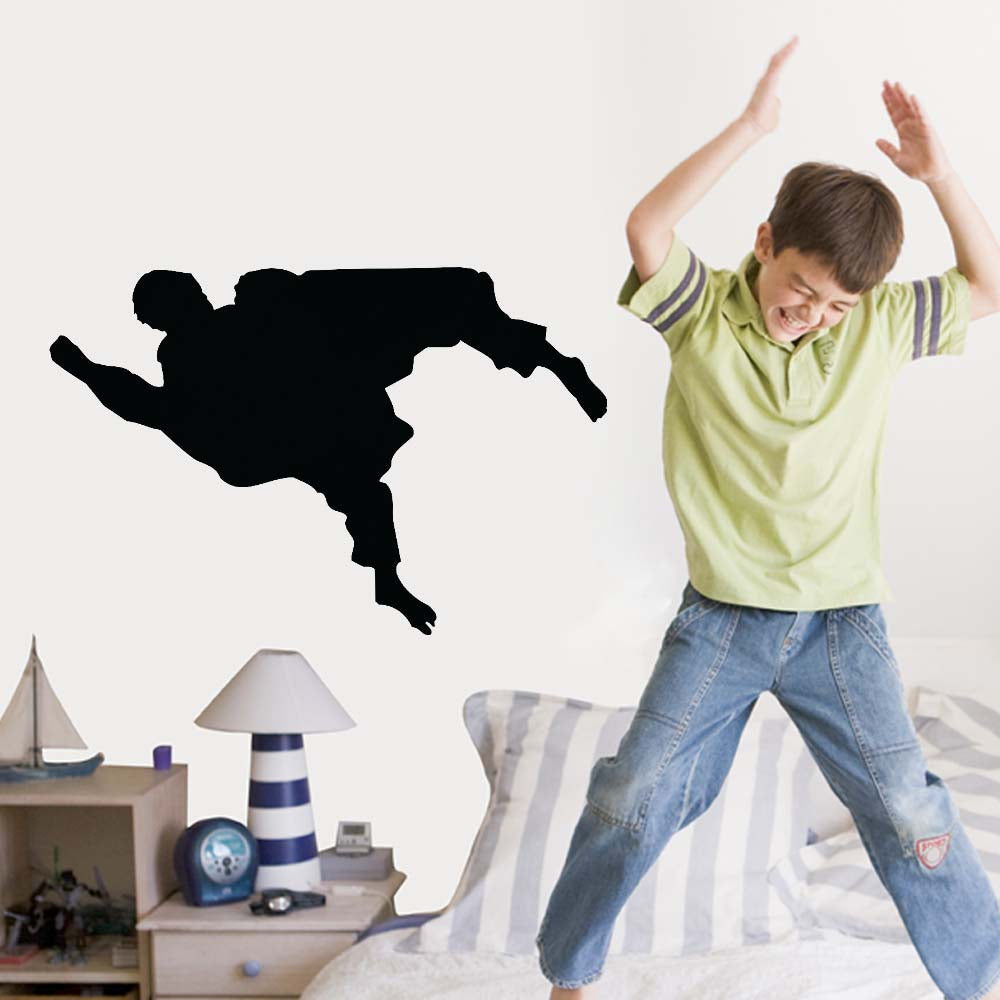 36 inch Martial Arts Judo Silhouette Wall Decal Installed in Boys Room