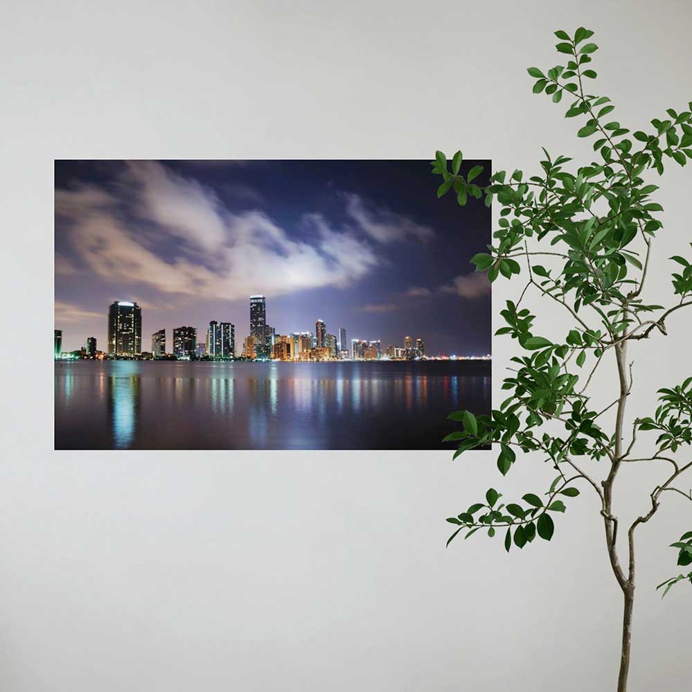 24x36 inch Miami at Dusk Poster Installed on Wall