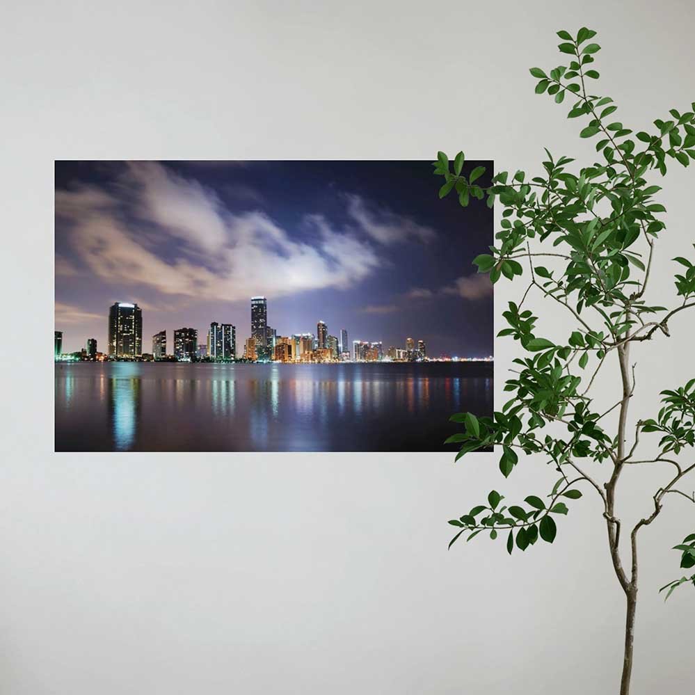 24x36 inch Miami at Dusk Decal Installed on Wall